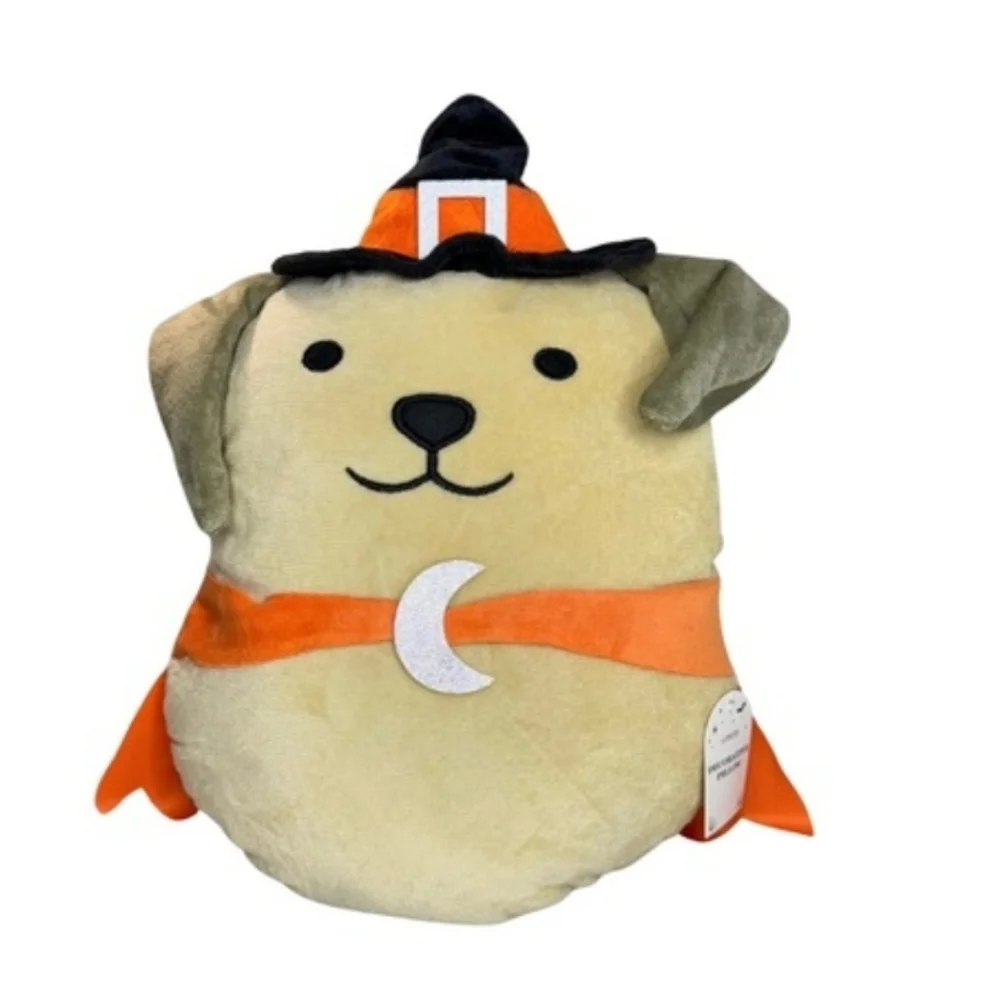 Plush Puppy Halloween Witch Hat Plush - Cream & Orange